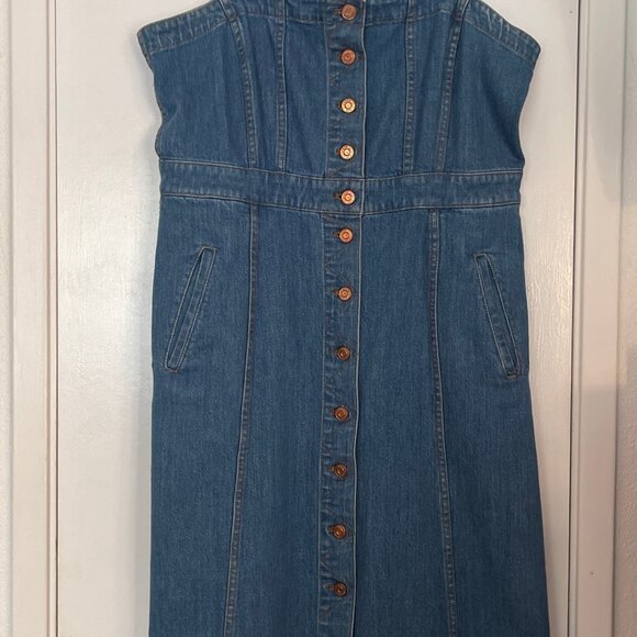 J.Crew Button Front Denim Midi Dress - Picture 5 of 6